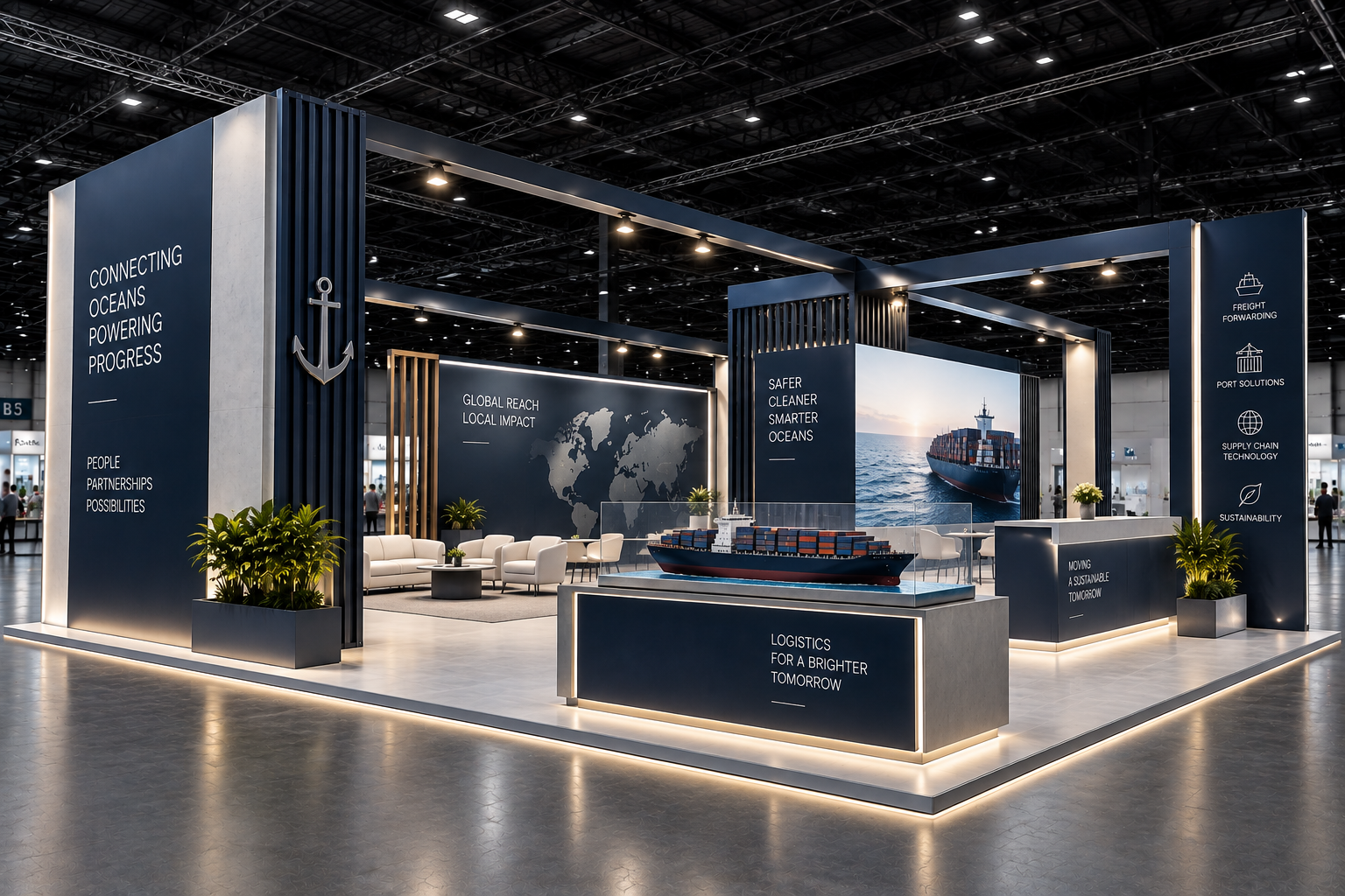 Concept design for a shipping and maritime exhibition stand